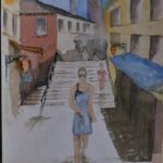 Dans l'escalier